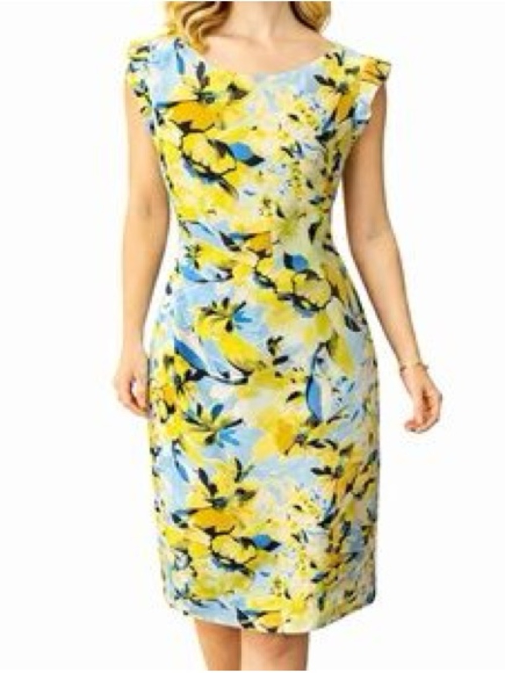 Cynthia Rowley Yellow and Blue Floral Mini Dress